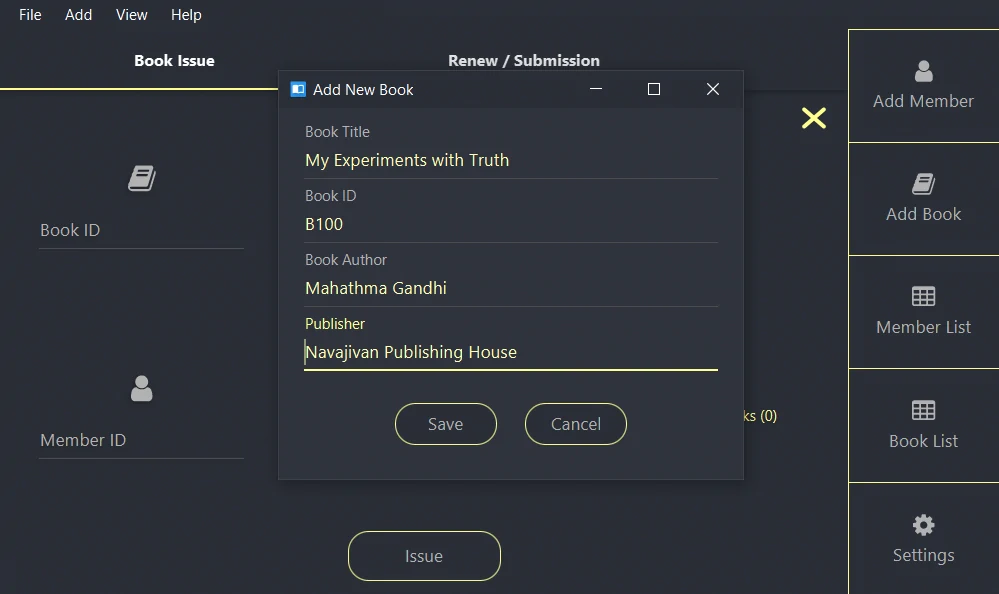 Library Management System using JavaFX